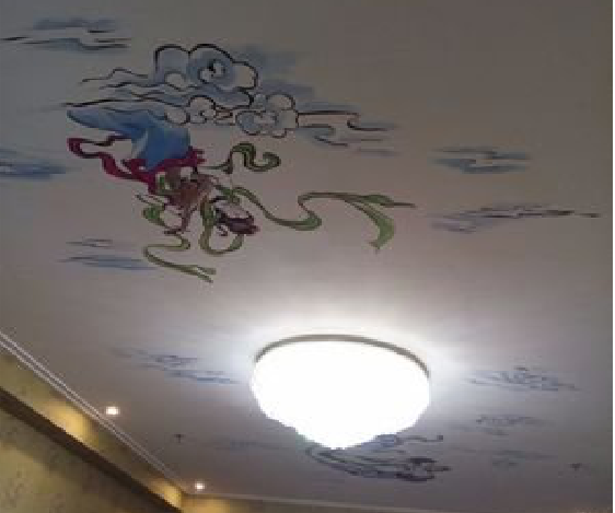 华容如何快速绘制天花板上的手绘墙？